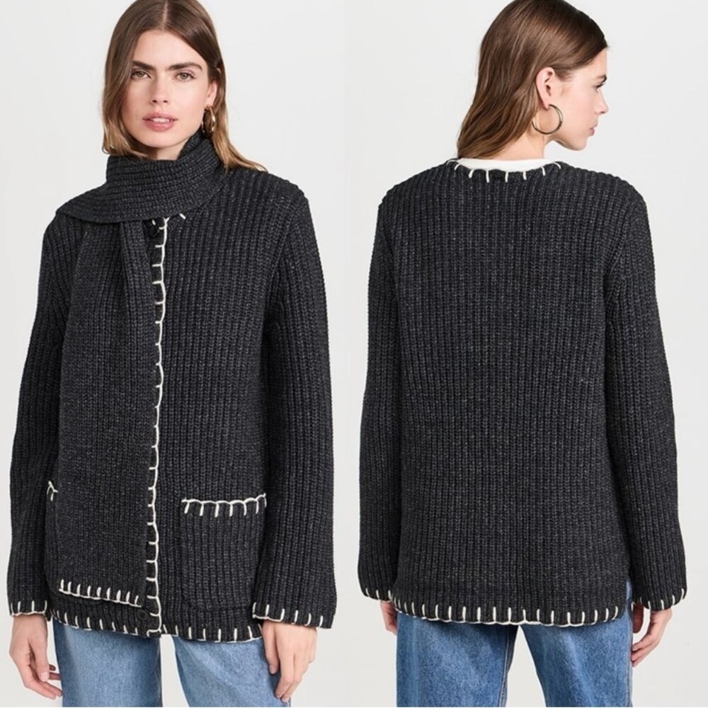 NEW ALEX MILL marylebone sweater jacket in charcoal Medium